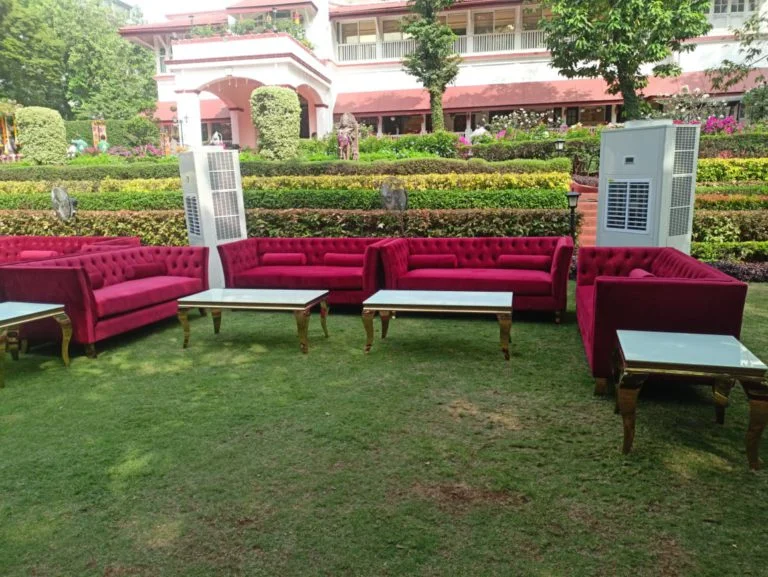 Maroon Shelly Sofa - Three Seater Setup