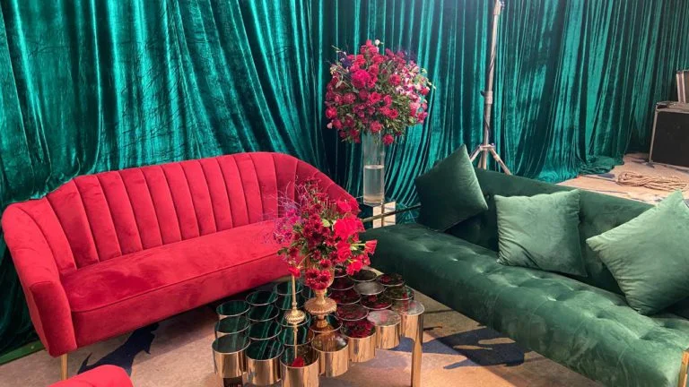 Royal Maroon Sofa - Three Seater Setup