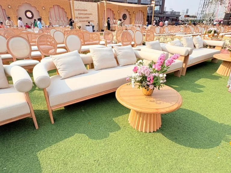Wooden Carving Coffee Table Setup