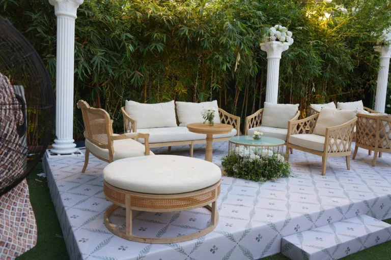 Rattan Round Pouffes - Big Setup