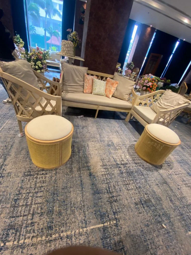 Rattan Round Pouffes - Small Setup