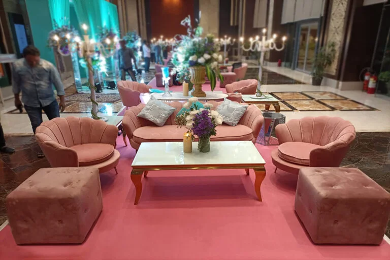 Coral Square Pouffes - Pink Setup