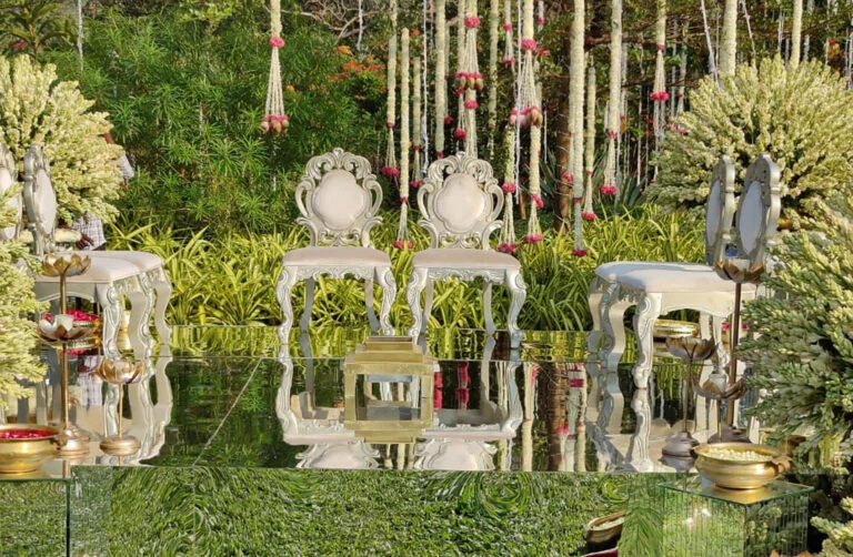Wooden Vidhi Chairs - Silver Setup