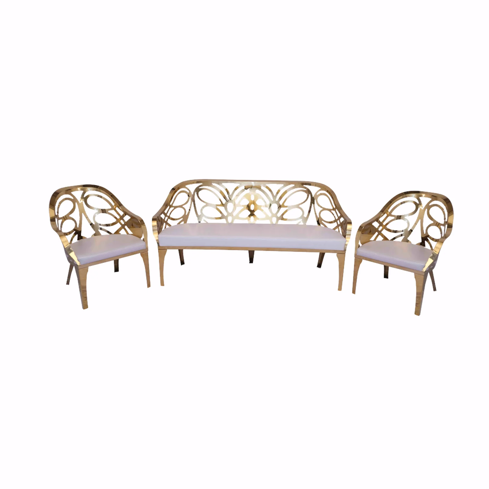 Carving Couple Sofa Set (1+2) - Gold
